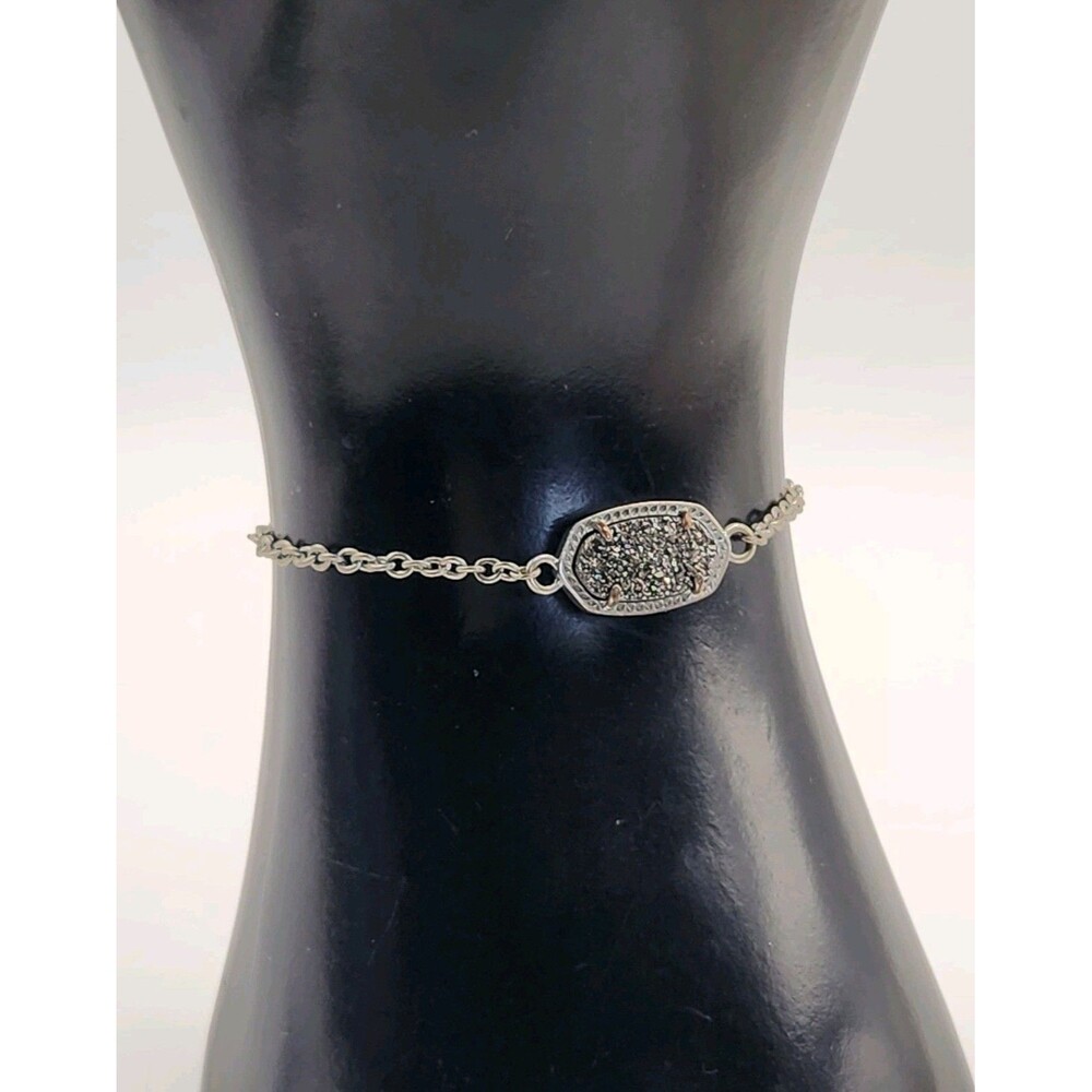 Kendra Scott Elaina Adjustable Chain Bracelet In Iridescent Drusy / Silver